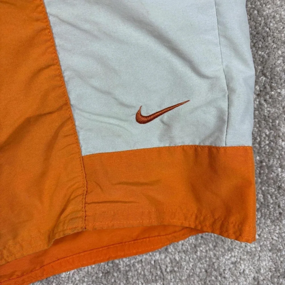 Nike Swim Trunks Mens Large Orange Grey Colorblock Mesh Lined 9 Inseam Shorts